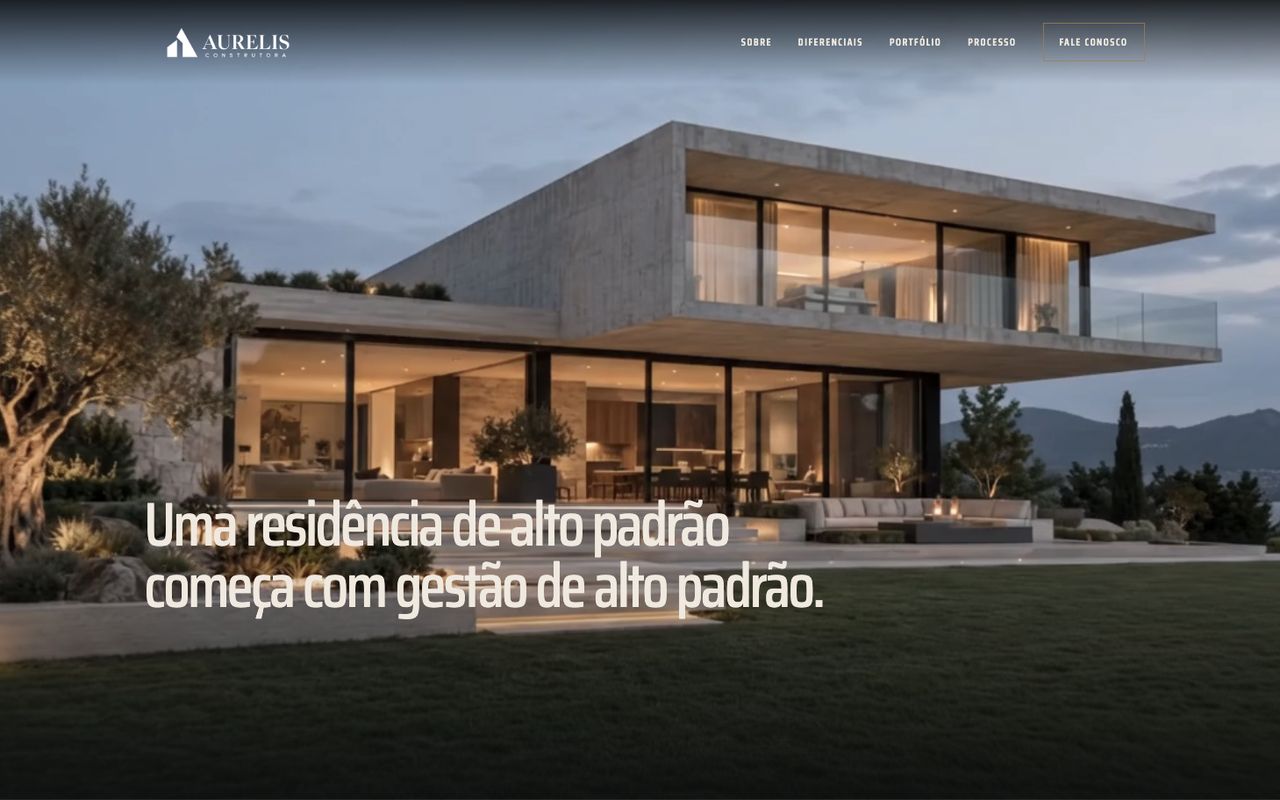Captura do site Aurelis Construtora