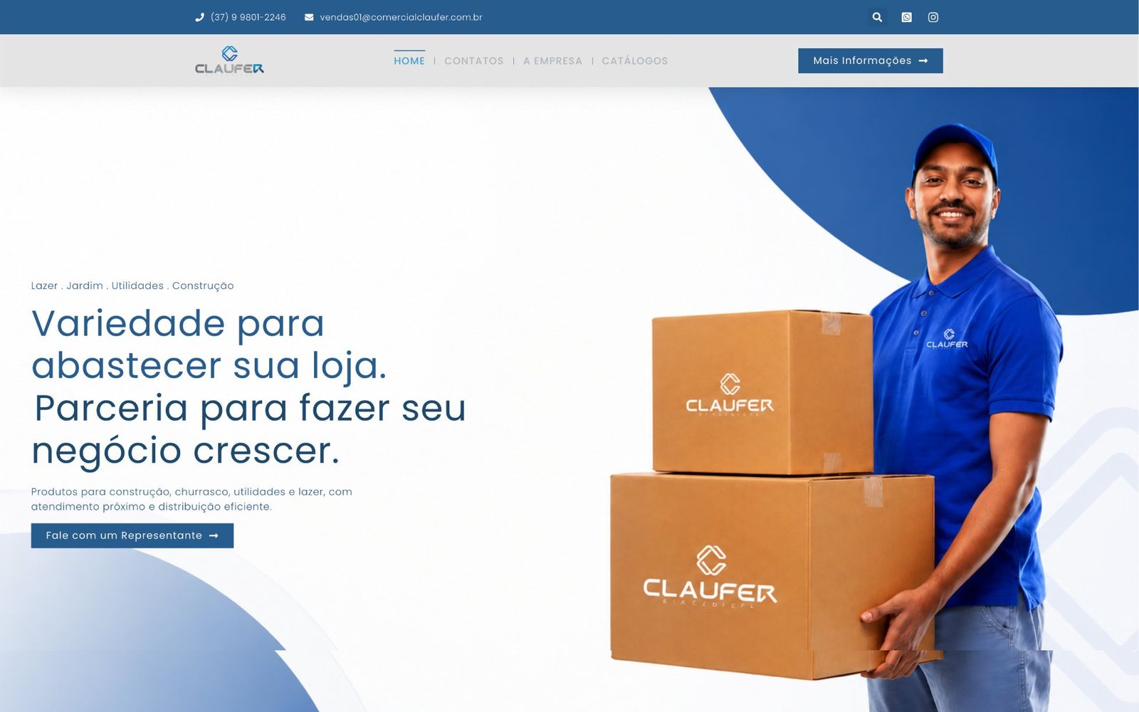 Captura do site Comercial Claufer