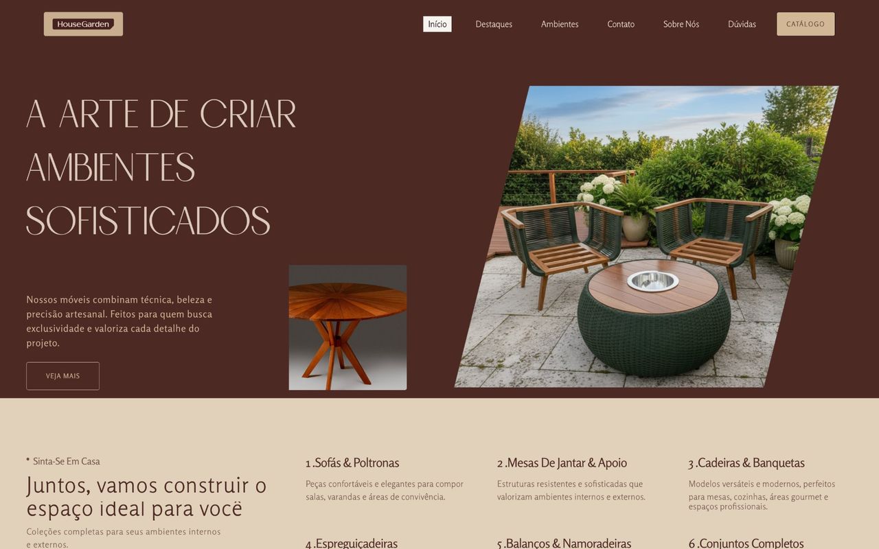 Captura do site House Garden Móveis