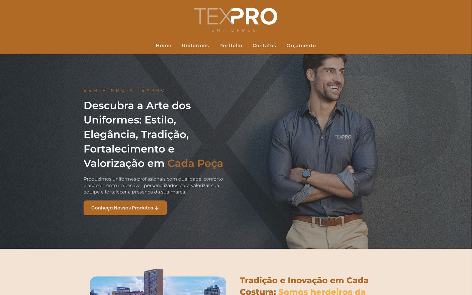 Captura do site TexPro Uniformes